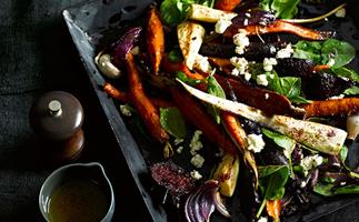 Roast root vegetables with sumac dressing