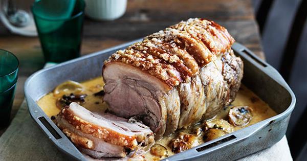 Roast Pork Neck With Onions And Green Peppercorns Gourmet Traveller