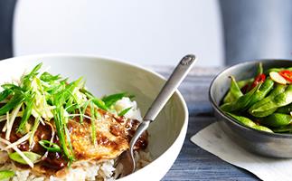 Steamed black-bean snapper with chilli edamame