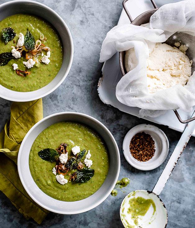 [**Indian-spiced pea soup with paneer**](https://www.gourmettraveller.com.au/recipes/browse-all/indian-spiced-pea-soup-with-paneer-11265|target="_blank")
