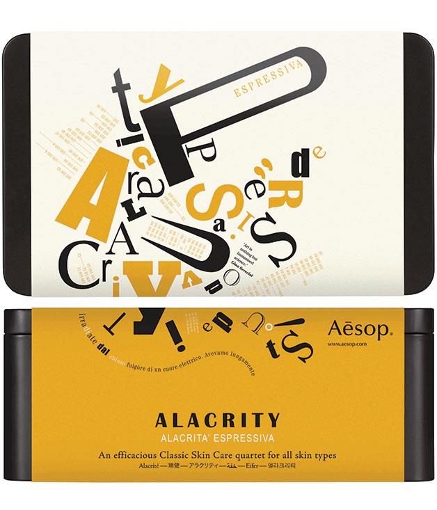 **Aesop "A Futurist Assembly" gift boxes**
 Aesop's latest series of skincare gift sets are inspired by Italy's Futurist movement (and yes, fortunately it's just the design inspired by the Futurists and not the scents themselves). _$60-$160, [aesop.com](http://www.aesop.com "Aesop")_