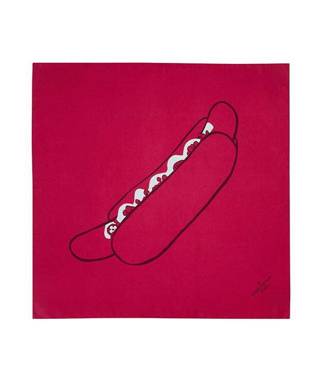 **Louis Vuitton "Hot Dog Square" scarf (silk)**
How's this for an haute dog? We love it, and we think your funny Valentine will too. _$455, [louisvuitton.com.au ](HTTP://WWW.louisvuitton.com.au "Louis Vuitton")_