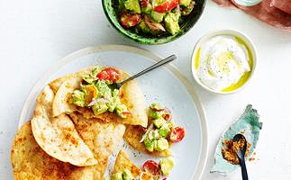 Crushed avocado, chilli and lime with crunchy tortillas