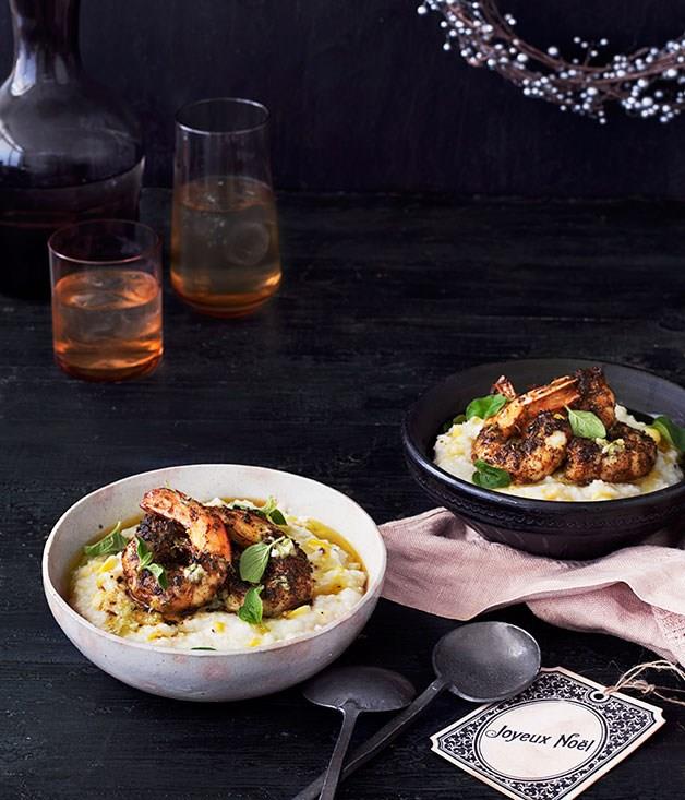 **[Grilled-corn grits with blackened prawns and lime butter](https://www.gourmettraveller.com.au/recipes/browse-all/grilled-corn-grits-with-blackened-prawns-and-lime-butter-11828|target="_blank")**
