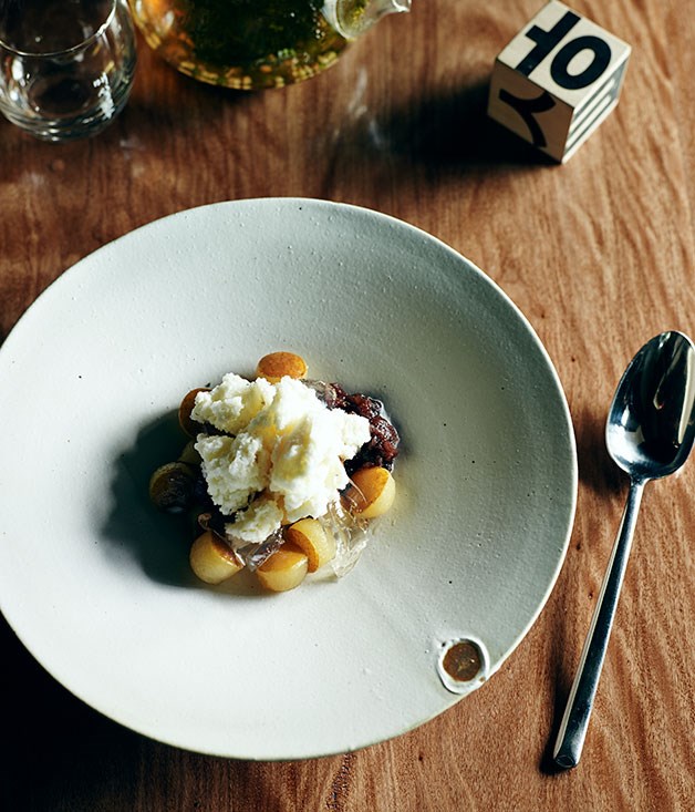 **[Shaved milk ice with poached pear and ginger jelly (patbingsu)](https://www.gourmettraveller.com.au/recipes/chefs-recipes/shaved-milk-ice-with-poached-pear-and-ginger-jelly-patbingsu-8083|target="_blank"|rel="nofollow")**