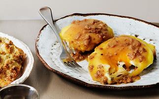 Duck-fat scones, smoked cheese, sausage gravy and fried eggs