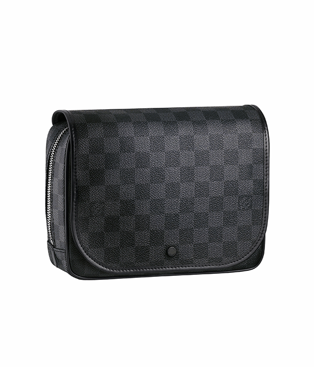 **Louis Vuitton hanging toiletry kit**
This toiletry kit in LV's Damier Graphite patterned canvas is almost too precious to take out of the house, but travel is more fun when you do it in style, right Dad? _$990, [louisvuitton.com](http://louisvuitton.com "Louis Vuitton")_