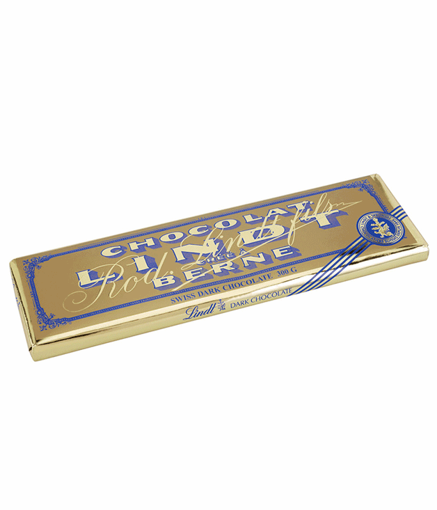 **Lindt Gold Bar**
Say it with chocolate. Lindt's classic dark chocolate bars are beautifully packaged and dangerously smooth - much like the big man in your life, perhaps? _$11.95 for 300gm, [lindt.com.au](http://lindt.com.au "Lindt")_