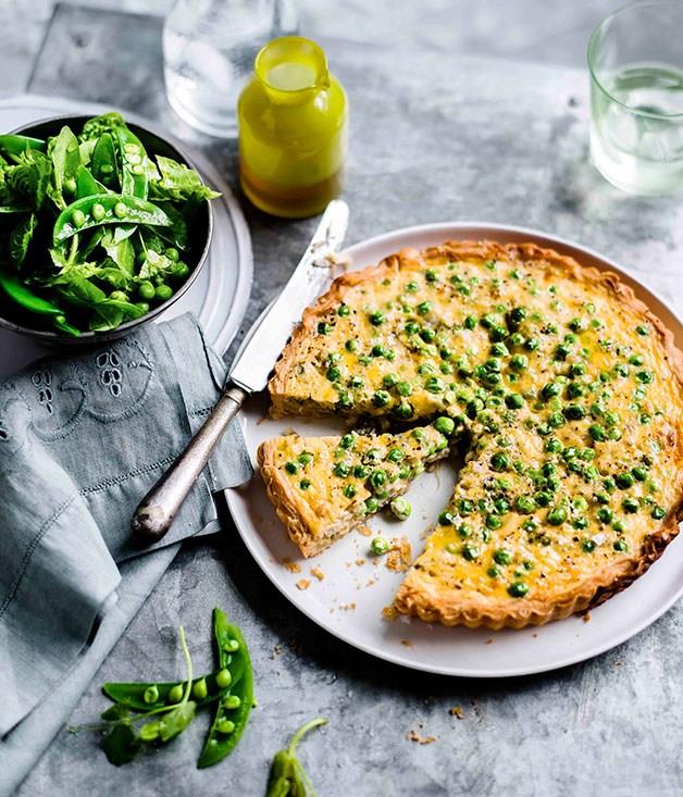 **French pea and spring onion tart**
