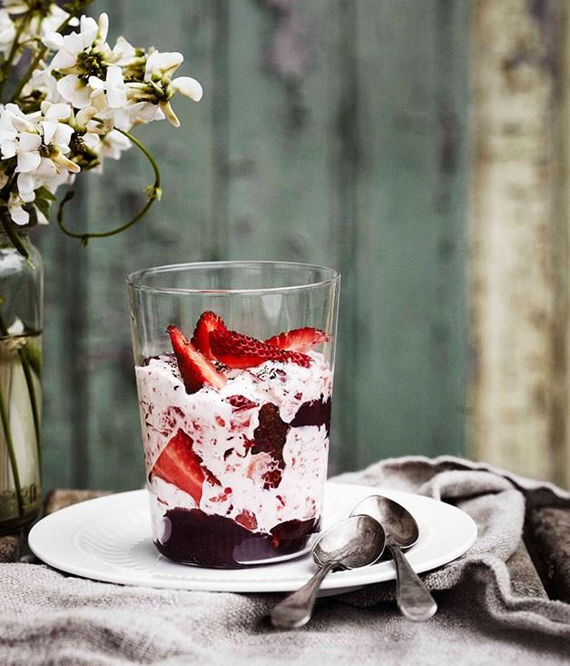 **Strawberry Syllabub with Red Wine and Pepper Jelly**
