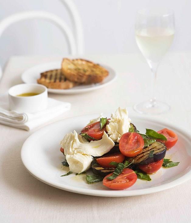[**Eggplant and mozzarella salad with rosemary bruschetta**](https://www.gourmettraveller.com.au/recipes/fast-recipes/eggplant-and-mozzarella-salad-with-rosemary-bruschetta-12994|target="_blank")

