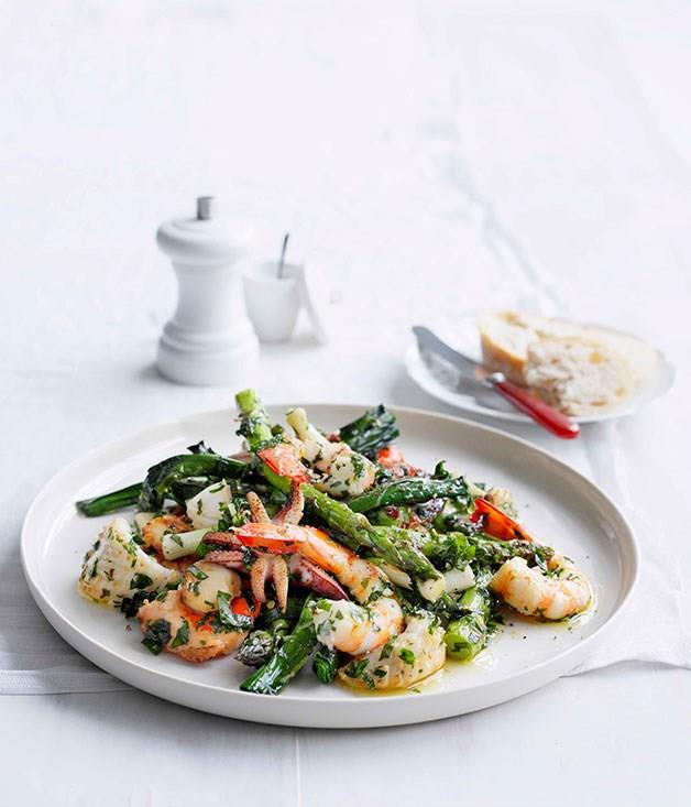 [**Seafood salad with herb dressing**](https://www.gourmettraveller.com.au/recipes/fast-recipes/seafood-salad-with-herb-dressing-13070|target="_blank")
