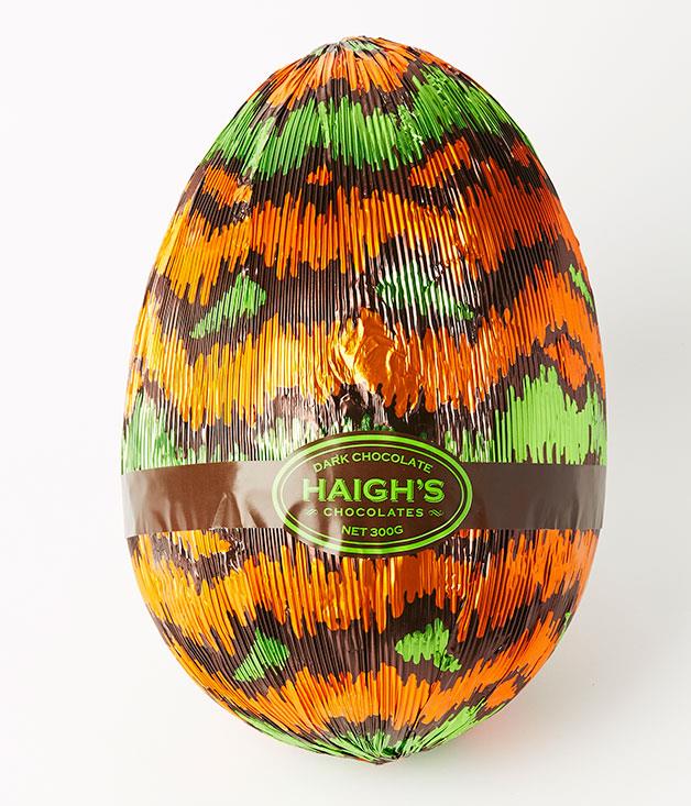 **Dark Chocolate Egg**
[Haigh's](http://www.haighschocolates.com.au "Haigh's") has everything you need for your Easter egg hunt, including bilbies, chickens, and a selection of brightly foiled eggs in a variety of sizes, from mini to emu-size. _Large 300gm egg, $23.55_