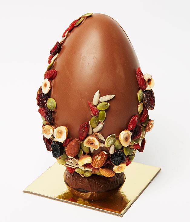 **Blossom Egg**
Work of art or an exquisite Easter treat? When it comes to this particular [Kakawa](http://www.kakawachocolates.com.au "Kakawa") egg, which comes adorned with almonds, hazelnuts, goji berries and seeds, our money is on both. _Milk chocolate egg, $36_