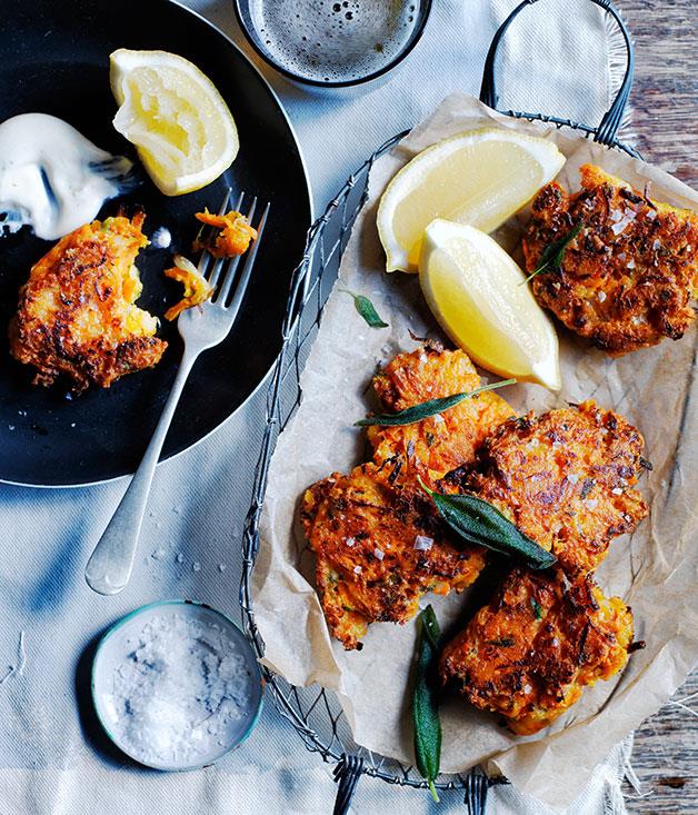 **[Carrot, pecorino and sage fritters](https://www.gourmettraveller.com.au/recipes/browse-all/carrot-pecorino-and-sage-fritters-12224|target="_blank")**