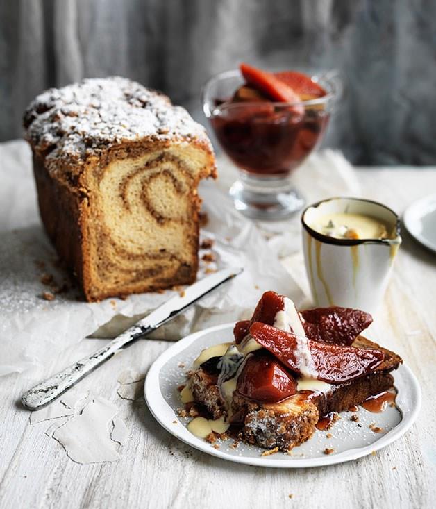 [**Ginger twist with quince and spiced custard**](https://www.gourmettraveller.com.au/recipes/browse-all/ginger-twist-with-quince-and-spiced-custard-11758|target="_blank")
