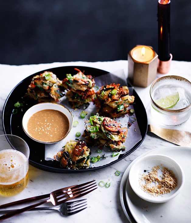 **[Potato and mussel pancakes with sesame dipping sauce](https://www.gourmettraveller.com.au/recipes/browse-all/potato-and-mussel-pancakes-with-sesame-dipping-sauce-12371|target="_blank"|rel="nofollow")**