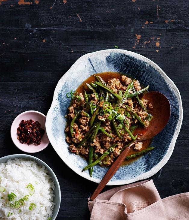 [**Chinese-style stir-fried pork and beans**](https://www.gourmettraveller.com.au/recipes/fast-recipes/chinese-style-stir-fried-pork-and-beans-13628|target="_blank")
