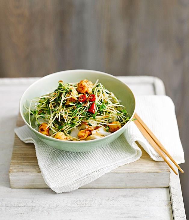 [**Rice noodles with snow pea sprouts and prawns**](https://www.gourmettraveller.com.au/recipes/fast-recipes/rice-noodles-with-snow-pea-sprouts-and-prawns-13513|target="_blank")
