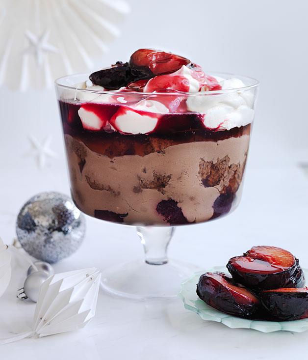**[Chocolate trifle with umeshu jelly, plums and crème fraîche](https://www.gourmettraveller.com.au/recipes/browse-all/chocolate-trifle-with-umeshu-jelly-plums-and-creme-fraiche-12419|target="_blank")**