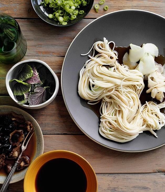 [**Hiyamugi noodles with Japanese pickles**](https://www.gourmettraveller.com.au/recipes/browse-all/hiyamugi-noodles-with-japanese-pickles-10800|target="_blank")