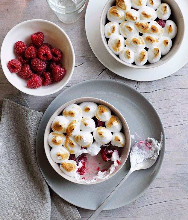 [**Raspberries with eucalyptus meringue**](https://www.gourmettraveller.com.au/recipes/chefs-recipes/raspberries-with-eucalyptus-meringue-7810|target="_blank")
