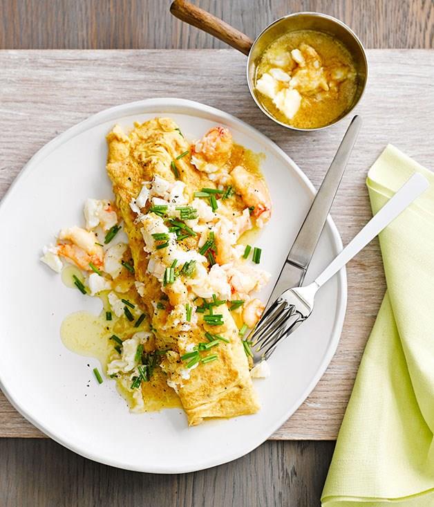 **Crab omelette with miso butter**
