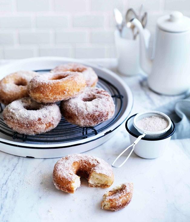 [**Cinnamon sugar doughnuts**](https://www.gourmettraveller.com.au/recipes/browse-all/cinnamon-sugar-doughnuts-8774|target="_blank")

