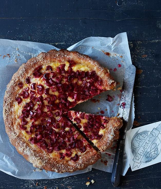 **[Sugared rhubarb brioche tart](https://www.gourmettraveller.com.au/recipes/browse-all/sugared-rhubarb-brioche-tart-11969|target="_blank")**