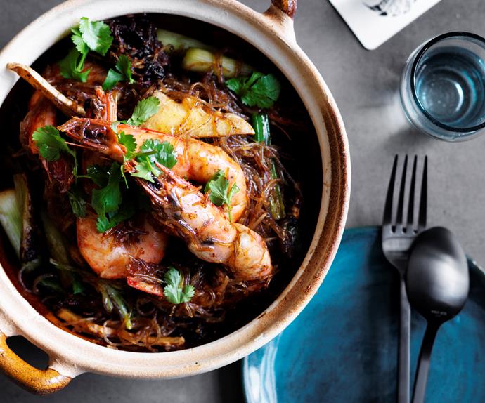 David Thompson's prawns baked with vermicelli