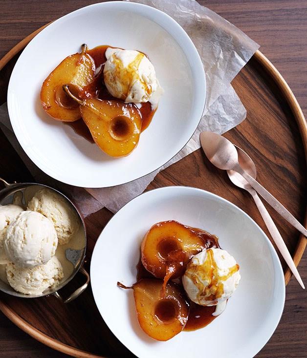 [**Caramel pears with rice pudding ice-cream**](https://www.gourmettraveller.com.au/recipes/browse-all/caramel-pears-with-rice-pudding-ice-cream-11711|target="_blank")