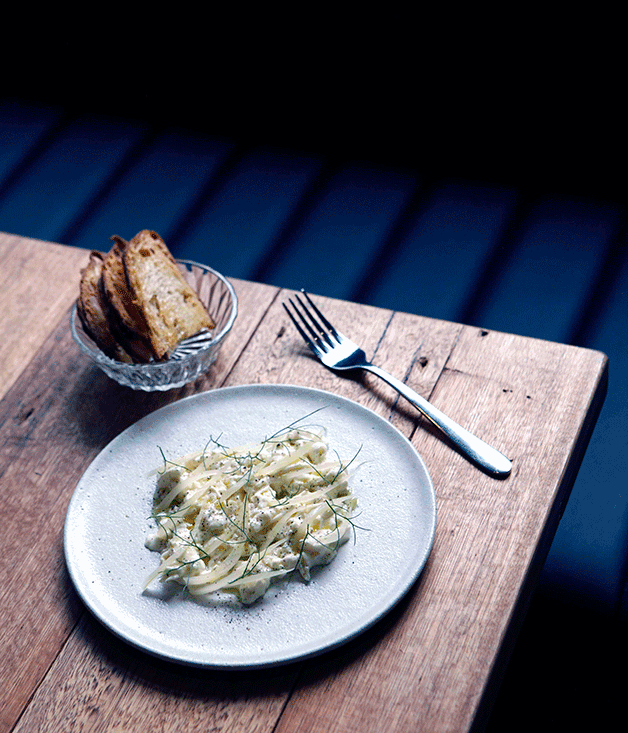 **Stracciatella, fermented fennel, chamoile oil, Embla**
Stracciatella - otherwise known as the super-creamy heart of any self-respecting burrata - combines with fermented fennel and the aromatic, herbaceous note of chamomile oil for a light and delicate left-of-centre winner. File it under "shouldn't work, but does".  _[Embla](http://embla.com.au/), 122 Russell St, Melbourne, Vic, (03) 9654 5923_