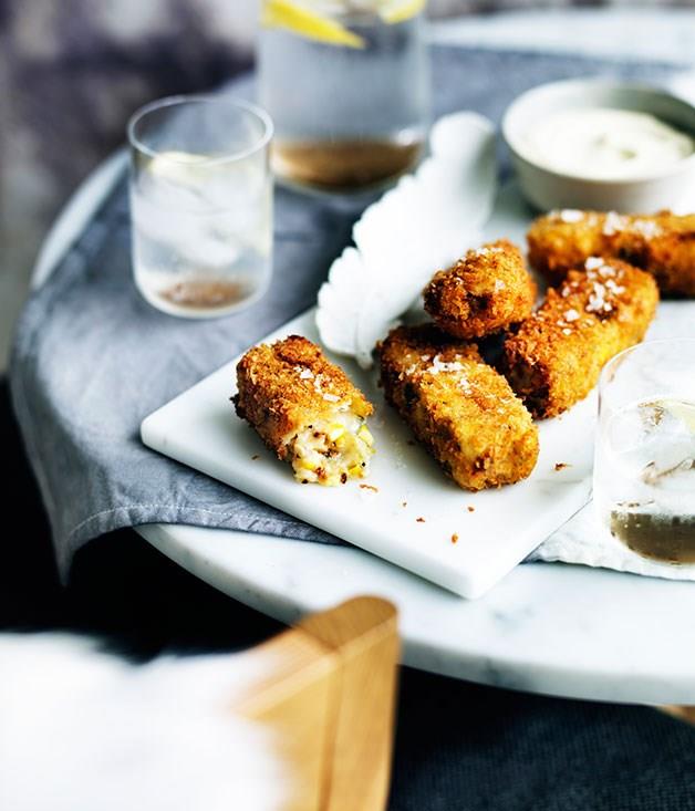 [**Scorched corn, Manchego and jalapeno croquettes with green Tabasco aioli**](https://www.gourmettraveller.com.au/recipes/chefs-recipes/scorched-corn-manchego-and-jalapeno-croquettes-with-green-tabasco-aioli-9174|target="_blank")

