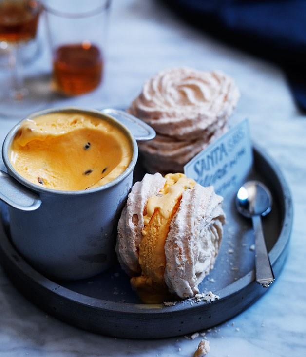 [**Toasted coconut meringue sandwiches with passionfruit ice-cream**](https://www.gourmettraveller.com.au/recipes/browse-all/toasted-coconut-meringue-sandwiches-with-passionfruit-ice-cream-11816|target="_blank")
