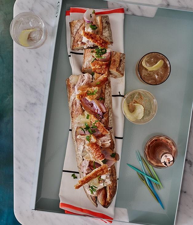 **[Roast pork belly sub with crackling, balsamic onions and apple sauce](https://www.gourmettraveller.com.au/recipes/browse-all/roast-pork-belly-sub-with-crackling-balsamic-onions-and-apple-sauce-12372|target="_blank")**
