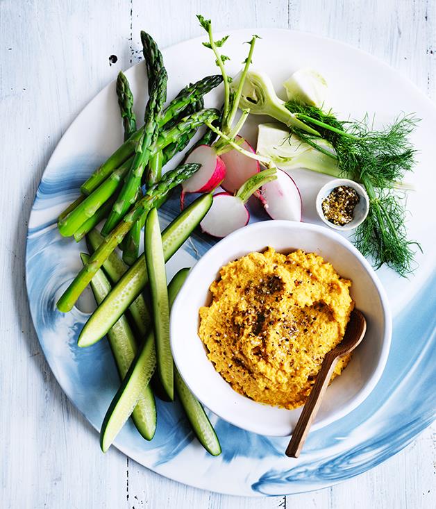 **[Carrot and almond hummus](https://www.gourmettraveller.com.au/recipes/fast-recipes/carrot-and-almond-hummus-13788|target="_blank")**