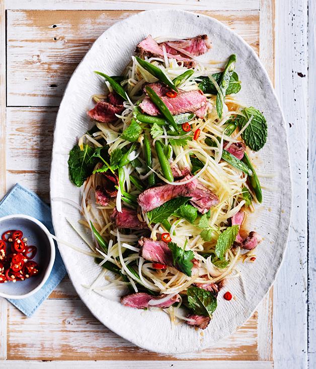 [**Seared beef and green papaya salad**](http://www.gourmettraveller.com.au/recipes/fast-recipes/seared-beef-and-green-papaya-salad-13785|target="_blank")