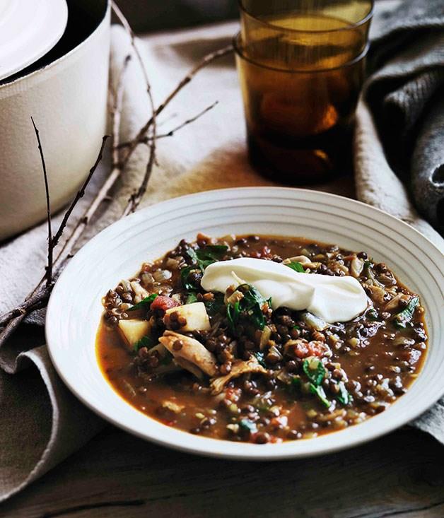 [**Spiced chicken, tomato and lentil soup**](https://www.gourmettraveller.com.au/recipes/browse-all/spiced-chicken-tomato-and-lentil-soup-11312|target="_blank")