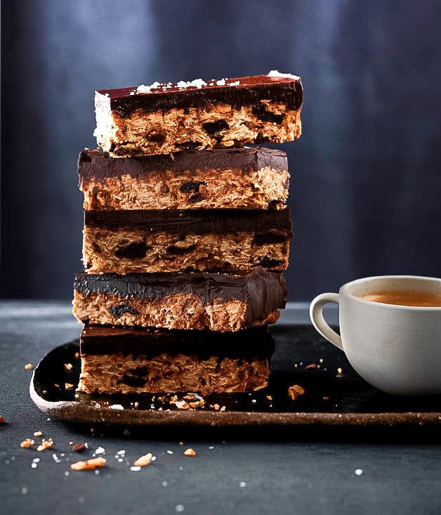 **[Chocolate, sour-cherry and oat slice](https://www.gourmettraveller.com.au/recipes/browse-all/chocolate-sour-cherry-and-oat-slice-12756|target="_blank")**