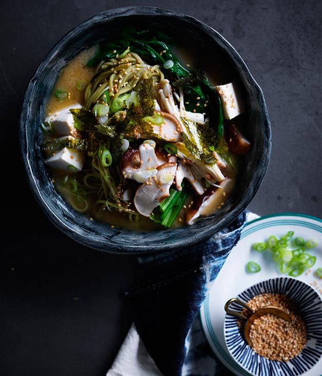 [Miso noodle soup with mushrooms and ginger](http://www.gourmettraveller.com.au/recipes/fast-recipes/miso-noodle-soup-with-mushrooms-and-ginger-13817|target="_blank")
