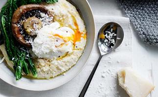 Soft polenta with poached egg and parmesan recipe