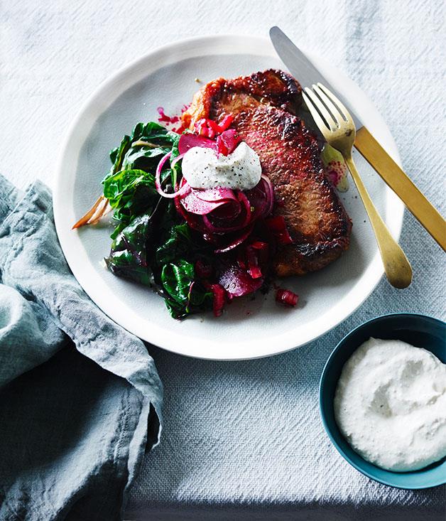 [**Steak with sweet and sour beetroot and horseradish crème fraiche**](http://www.gourmettraveller.com.au/recipes/fast-recipes/steak-with-sweet-and-sour-beetroot-and-horeseradish-creme-fraiche-13833|target="_blank")