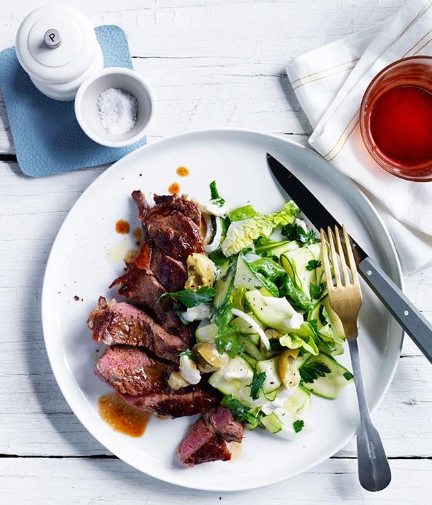 [**Steak with zucchini and blue cheese salad**](https://www.gourmettraveller.com.au/recipes/fast-recipes/steak-with-zucchini-and-blue-cheese-salad-13702|target="_blank")
