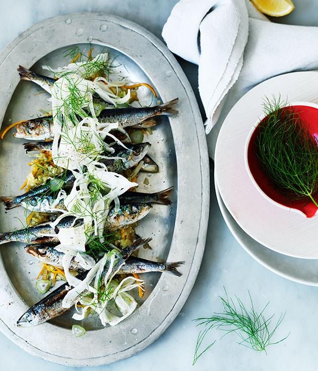 [**Sardines with fennel and orange**](https://www.gourmettraveller.com.au/recipes/browse-all/sardines-with-fennel-and-orange-11781|target="_blank")