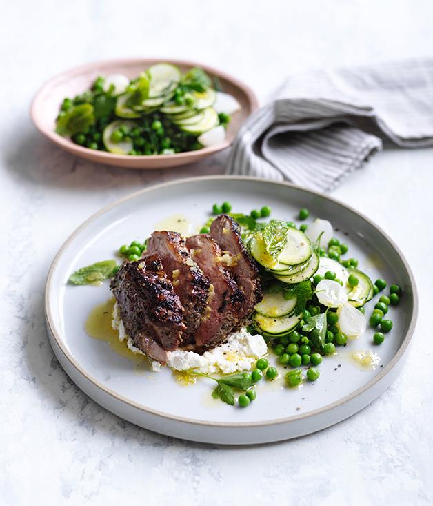 [**Lamb rump with zucchini, peas and mint**](http://www.gourmettraveller.com.au/recipes/fast-recipes/lamb-rump-with-zucchini-peas-and-mint-15576|target="_blank")