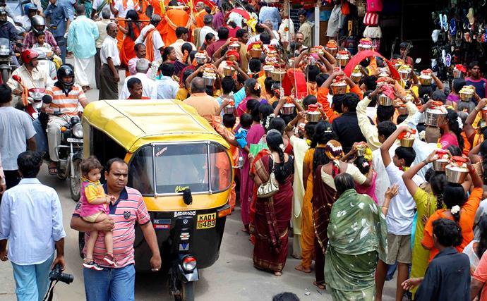 Devotees at the Murugan festival in the Ulsoor district