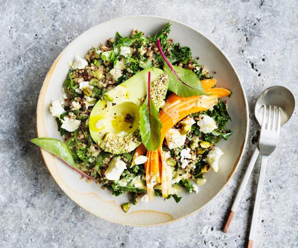 **[Avocado bowl with quinoa, kale and tahini lemon dressing](https://www.gourmettraveller.com.au/recipes/healthy-recipes/avocado-bowl-with-quinoa-kale-and-tahini-lemon-dressing-15668|target="_blank")**