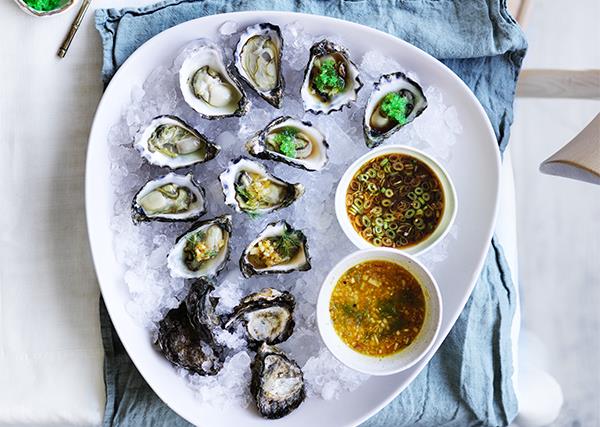 Oysters with two sauces recipe