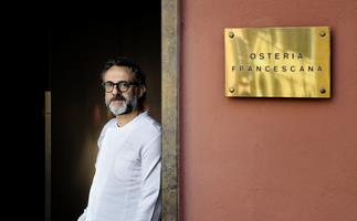 Massimo Bottura outside Osteria Francescana, ranked number one on The World's 50 Best Restaurants