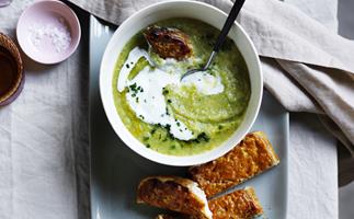 Broccoli soup and cheesy toast